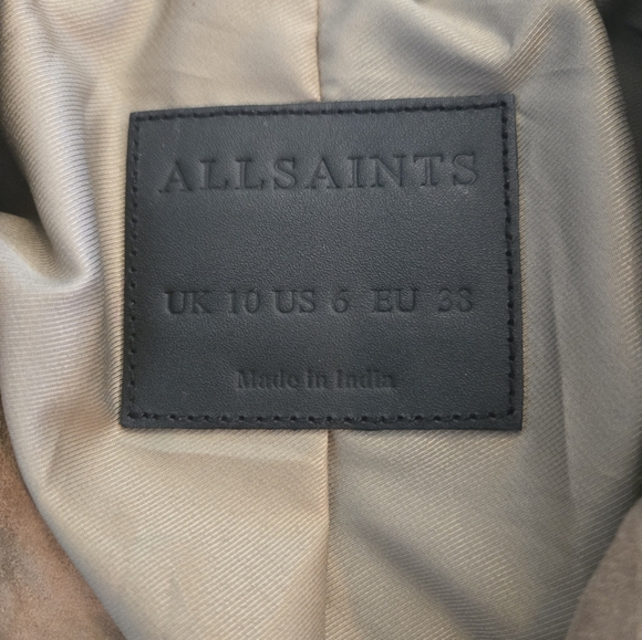 All Saints Dalby Slim Fit Tan Leather Asymmetrical Jacket - Picture 12 of 13